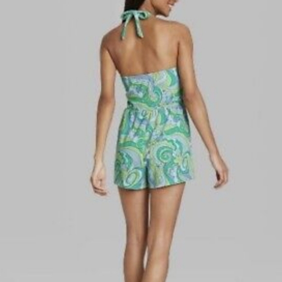 Wild Fable Blue Swirl French Terry Romper w/Adjustable Halter & Strap Options S - Picture 3 of 11